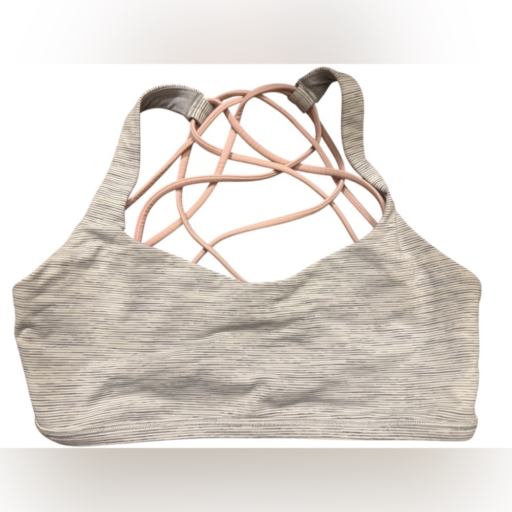 Lululemon Athletica Striped Sports Bra in Gray and Pink Size 6